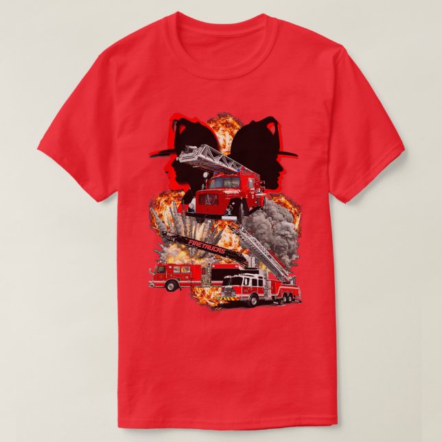 T-SHIRT FIRE TRUCKS FIRE MOTEURS ON FIRE FOR REAL FIRE TRU (Design devant)
