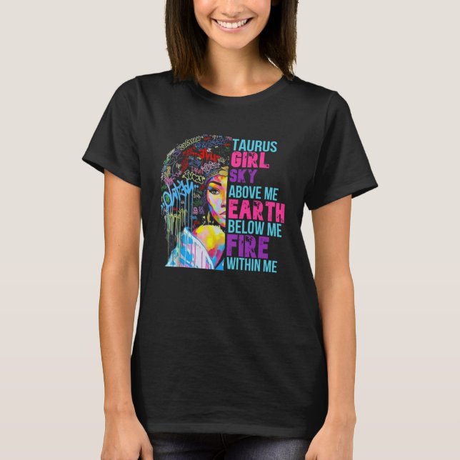 T-shirt Fire Within Me Taurus Girl Black Woman Natural Hai (Devant)