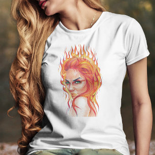 T-shirt Fire Woman Imaginaire surréaliste Portrait dessin