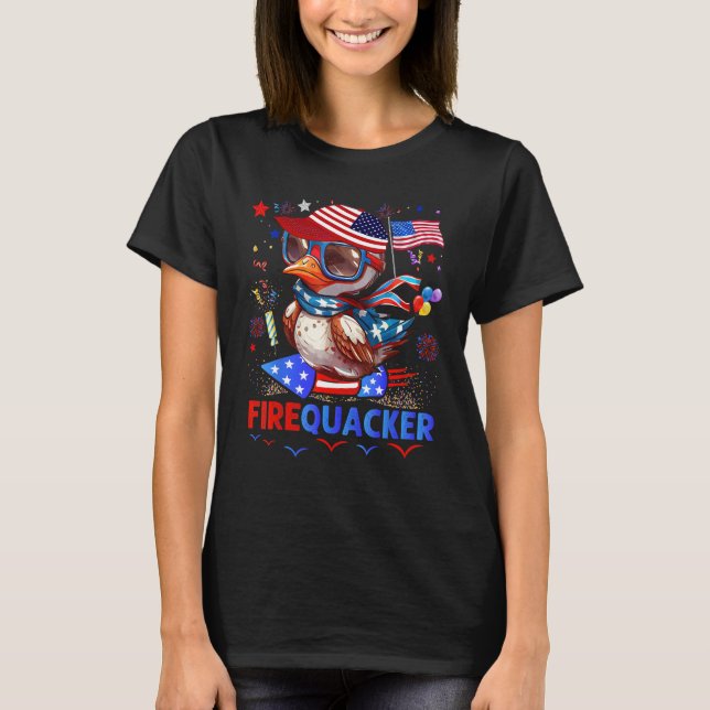 T-shirt Firecracker Duck 4th of July Patriotic Day Usa Fla (Devant)