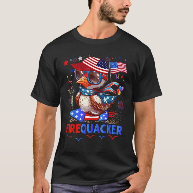 T-shirt Firecracker Duck 4th of July Patriotic Day Usa Fla (Devant)