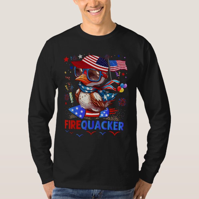 T-shirt Firecracker Duck 4th of July Patriotic Day Usa Fla (Devant)