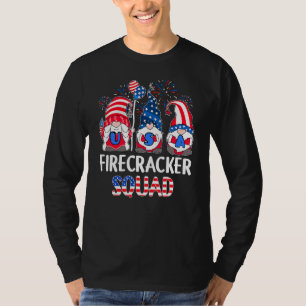 T-shirt Firecracker Squad mignon Gnomes Us Drapeau Feu d'a