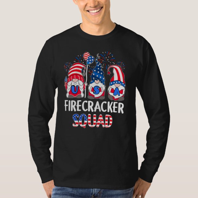 T-shirt Firecracker Squad mignon Gnomes Us Drapeau Feu d'a (Devant)