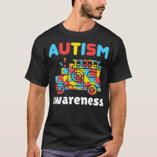 T-shirt Firefighter Autism Awareness Puzzle Pieces Fire