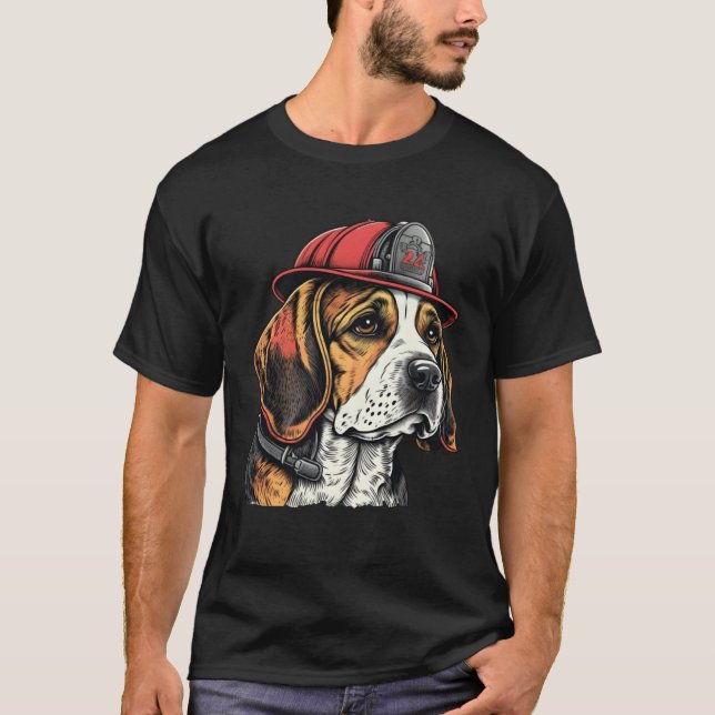 T-shirt FireFighter Beagle Dog For Beagle Dad Fire Fighter (Devant)
