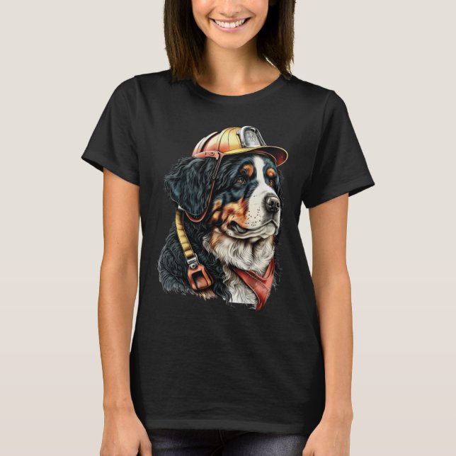 T-shirt FireFighter Dog For Bernese Mountain Dad Fire Figh (Devant)