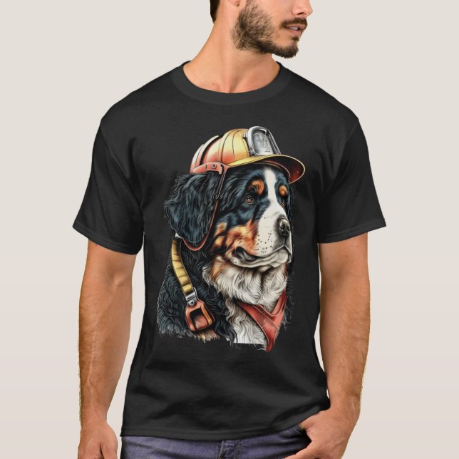 T-shirt FireFighter Dog For Bernese Mountain Dad Fire Figh (Devant)