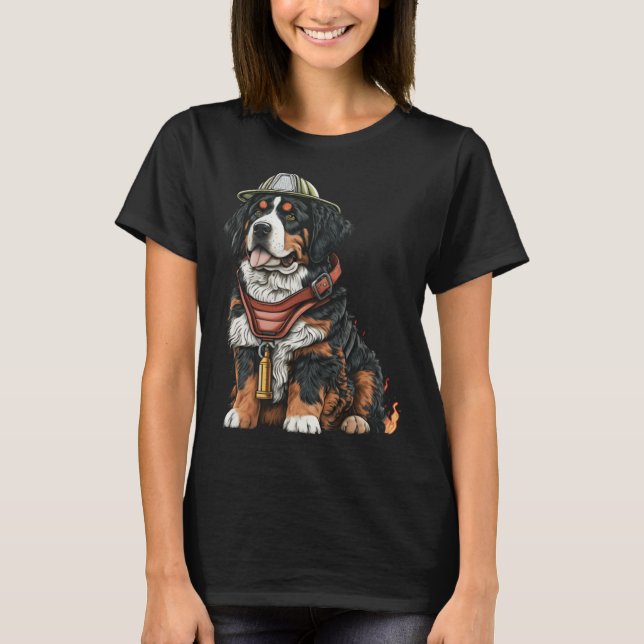 T-shirt FireFighter Dog For Bernese Mountain Dad Fire Figh (Devant)
