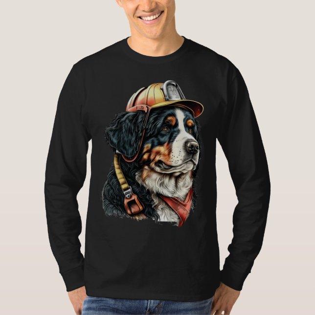 T-shirt FireFighter Dog For Bernese Mountain Dad Fire Figh (Devant)