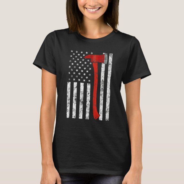 T-shirt Firefighter Fireman Firefighting Patriotic America (Devant)