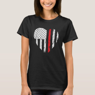 T-shirt Firefighter Heart Love Distressed USA Drapeau Femm