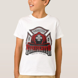 T-shirt Firefighter Helmet ADD NAME Fire Department Rescue