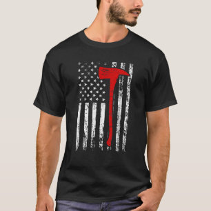 T-shirt Firefighter Red AX en détresse États-Unis drapeau