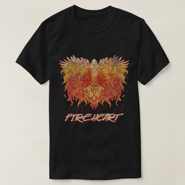 T-shirt Fireheart Phoenix Oiseau Feu Amour Mythique Magie  (Design devant)