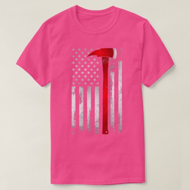 T-shirt Fireman Thin Red Line American Flag Ax cadeau pour (Design devant)
