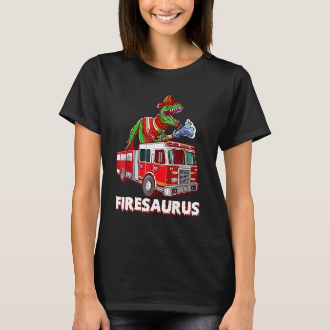 T-shirt Firesaurus Firefighter Saurus Cute Firetruck Firem (Devant)