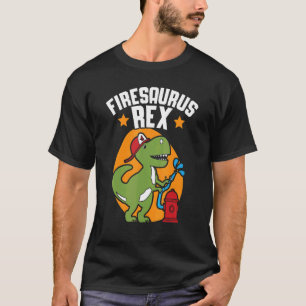 T-shirt Firesaurus Rex Fireman Fire Secourt Pompier Din