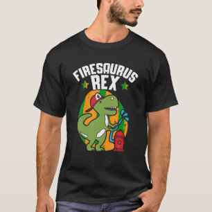 T-shirt Firesaurus Rex Fireman Fire Secourt Pompier Din