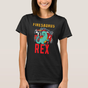 T-shirt Firesaurus Rex Fireman Fire Secourt Pompier Din