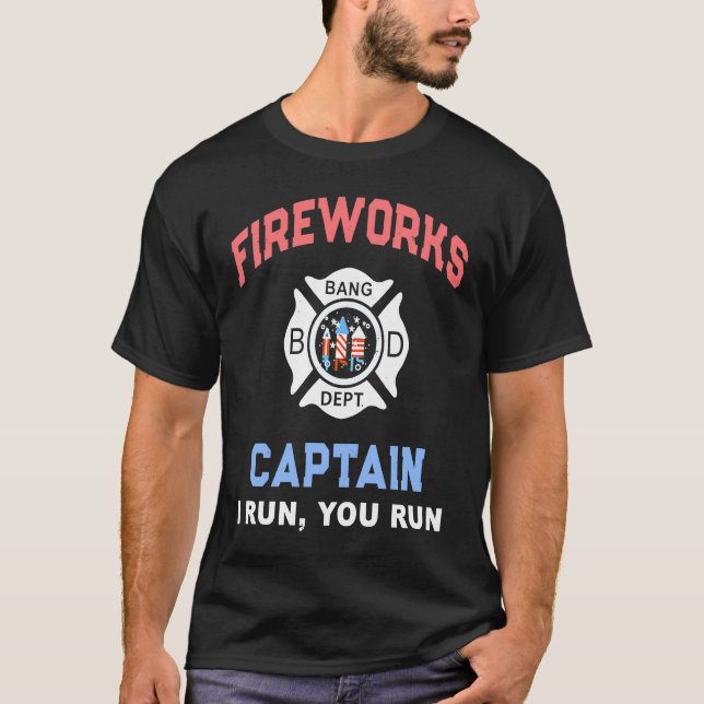 T-shirt FIREWORKS CAPITAINE Pompier Pyro Chef (Devant)
