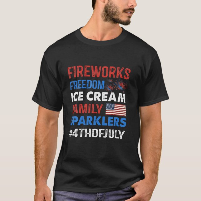 T-shirt Fireworks Freedom Glace Family Sparklers 4Th O (Devant)