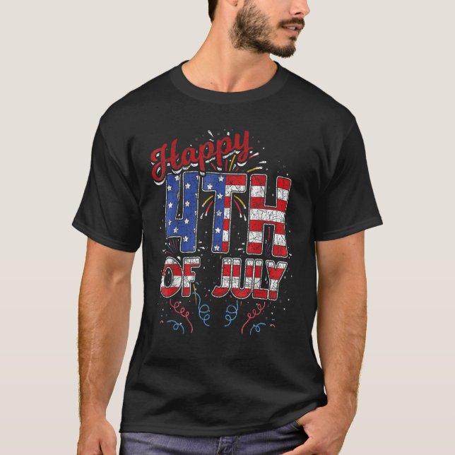 T-shirt Fireworks Happy 4th Of July US Flag American 4th O (Devant)