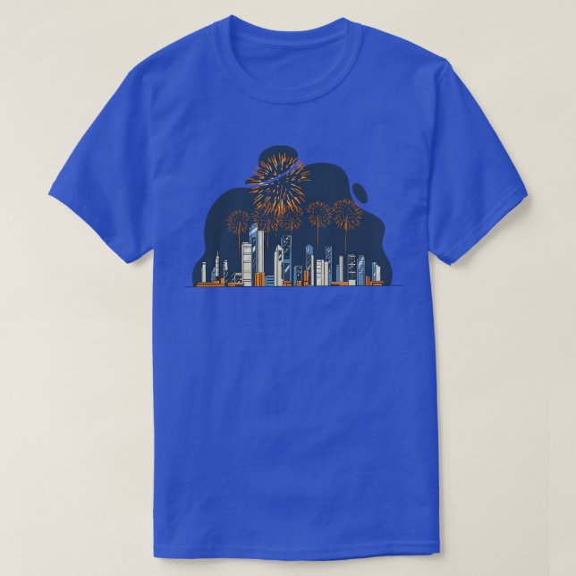 T-shirt Fireworks sur City Skyline Firework (Design devant)