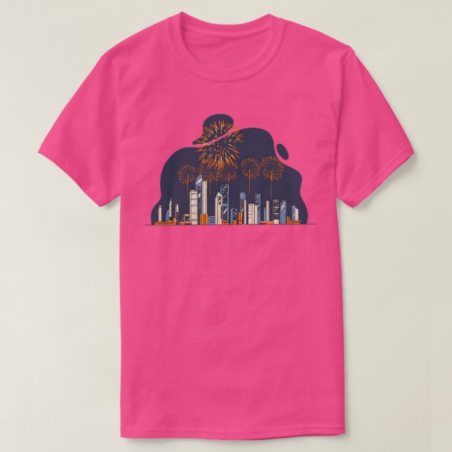 T-shirt Fireworks sur City Skyline Firework (Design devant)