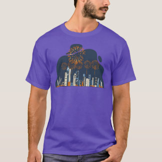 T-shirt Fireworks sur City Skyline Firework