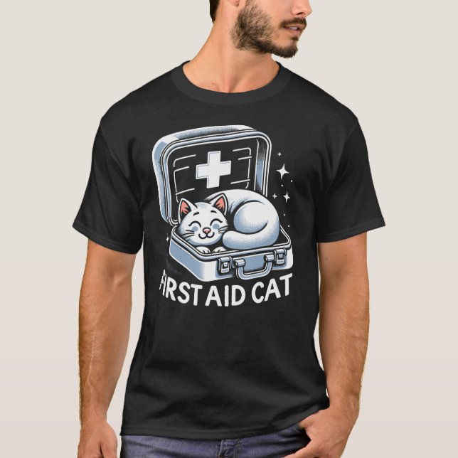 T-shirt First Aid Cat Pun Nurse Doctor Healthcare Novelty  (Devant)