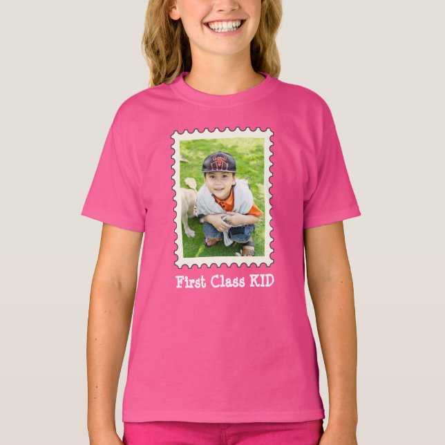 T-shirt FIRST CLAST KID Best Kid Ever photo personnalisée (Devant)