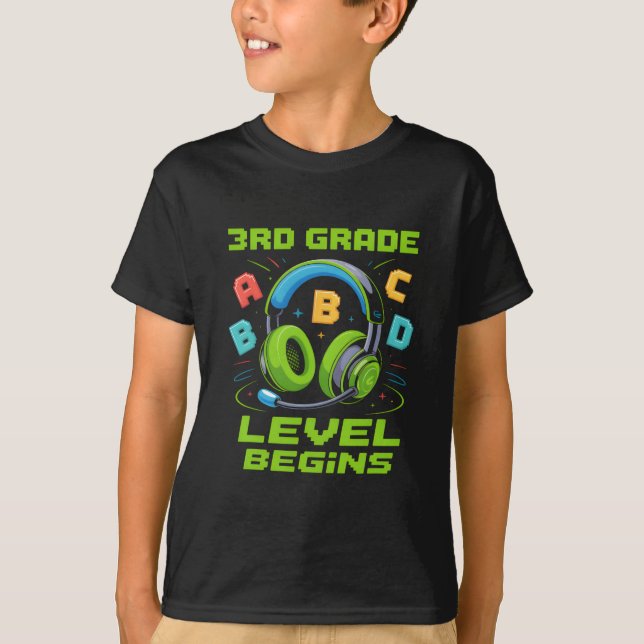 T-shirt First Day Of 3rd Grade Level Begins Shirt Gamer Bo (Devant)
