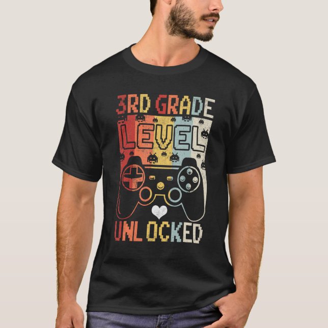 T-shirt First Day of 3rd Grade Level Unlocked Back To Scho (Devant)