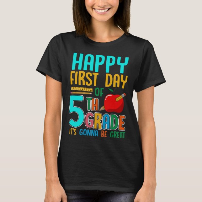 T-shirt First Day Of 5th Grade Back To School Teacher Kids (Devant)
