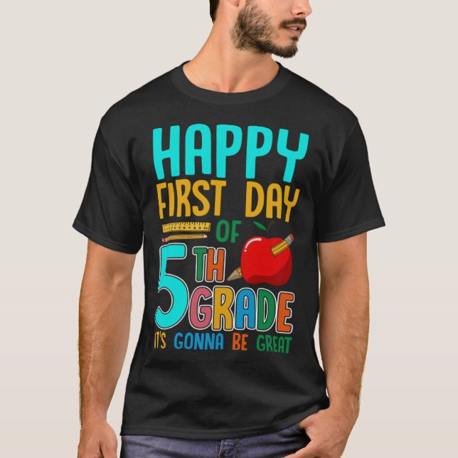 T-shirt First Day Of 5th Grade Back To School Teacher Kids (Devant)