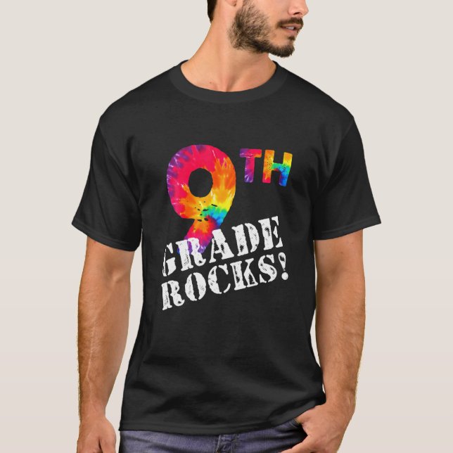T-shirt First Day Of 9Th Grade Rocks Tie Dye Student Back (Devant)