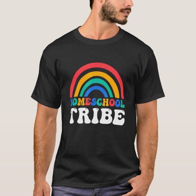 T-shirt First Day Of School Rainbow Homeschool Tribe Teach (Devant)