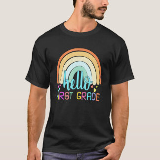 T-shirt First Day Of School Rainbow Teacher Hello First Gr