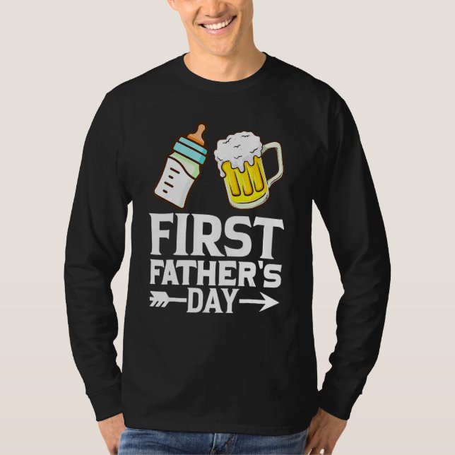 T-shirt First Father s Day  Beer Baby Bottle Dad Daddy Men (Devant)