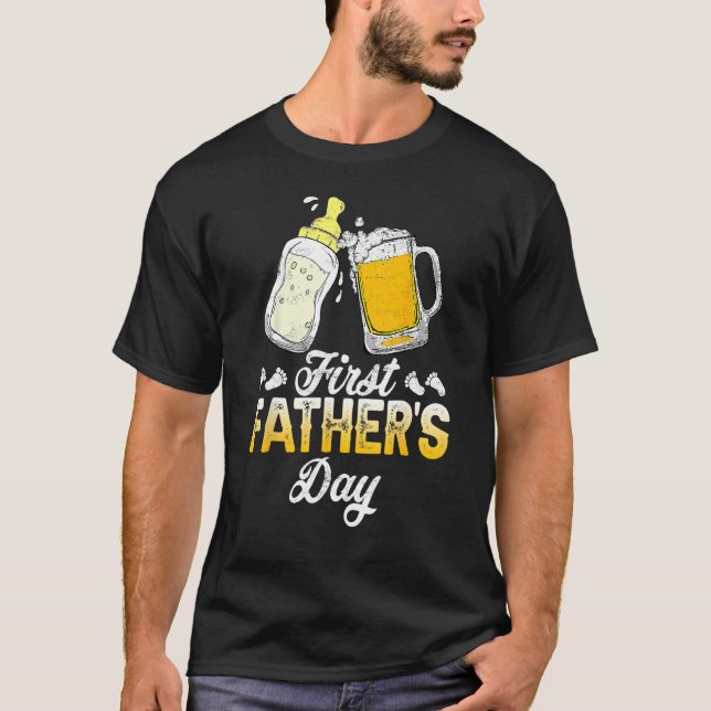 T-shirt First Father s Day  Beer Baby Bottle Daddy 2023 Da (Devant)