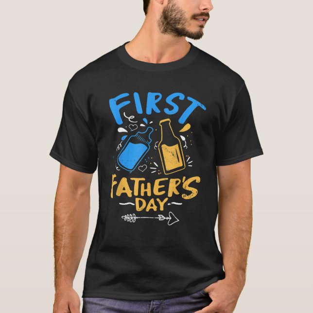 T-shirt First Father s Day  Beer Baby Bottle Daddy 2023 Vi (Devant)