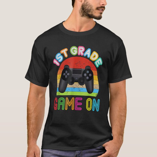 T-shirt First Grade Back To School Video Gamer Game On 1st (Devant)