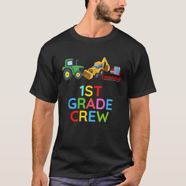 T-shirt First Grade Crew Tractors 1st Grade Farm Fan First (Devant)