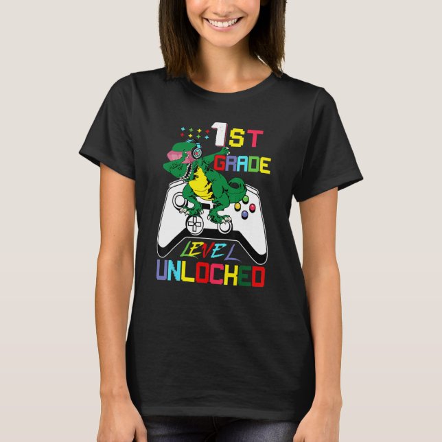 T-shirt First Grade Dinosaur Dabbing Video Game Back To Sc (Devant)