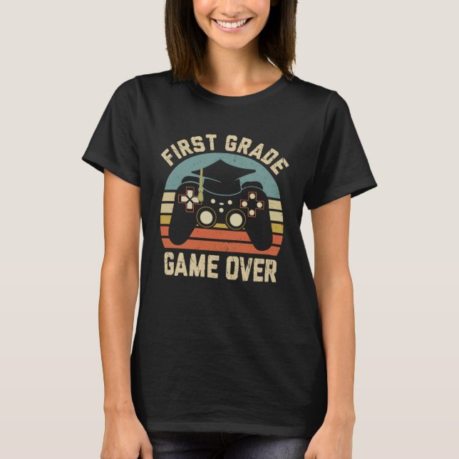 T-shirt First Grade Game Over Happy Last Day Of School Boy (Devant)