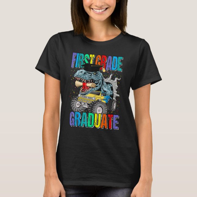 T-shirt First Grade Graduate Monster Truck Dinosaur Gradua (Devant)