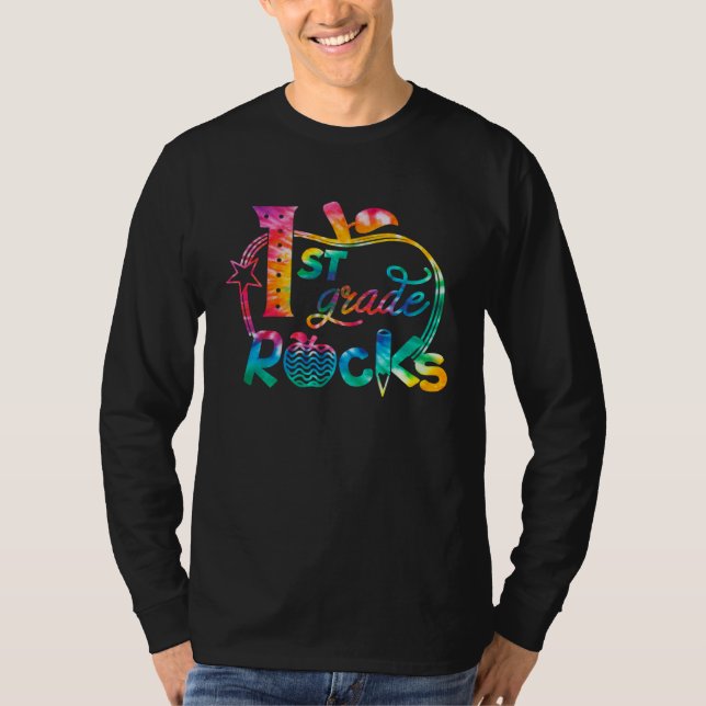 T-shirt First Grade Rocks Tie Dye 1st Grade Teacher Back T (Devant)