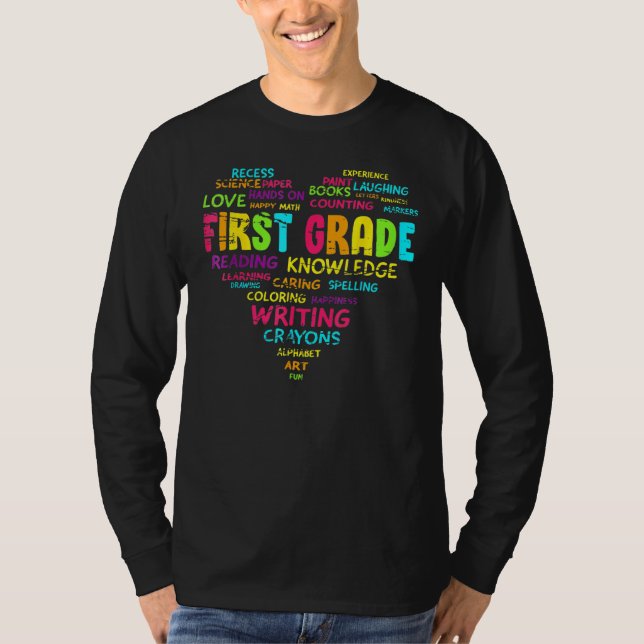 T-shirt First Grade Team Teacher Student 1st Grade Heart (Devant)