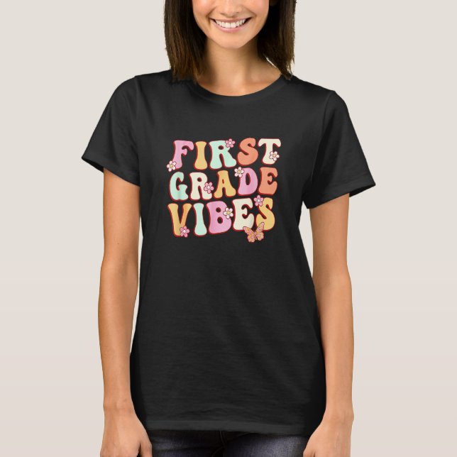 T-shirt First Grade Vibes Hello Team 1st Grade Teacher Kid (Devant)